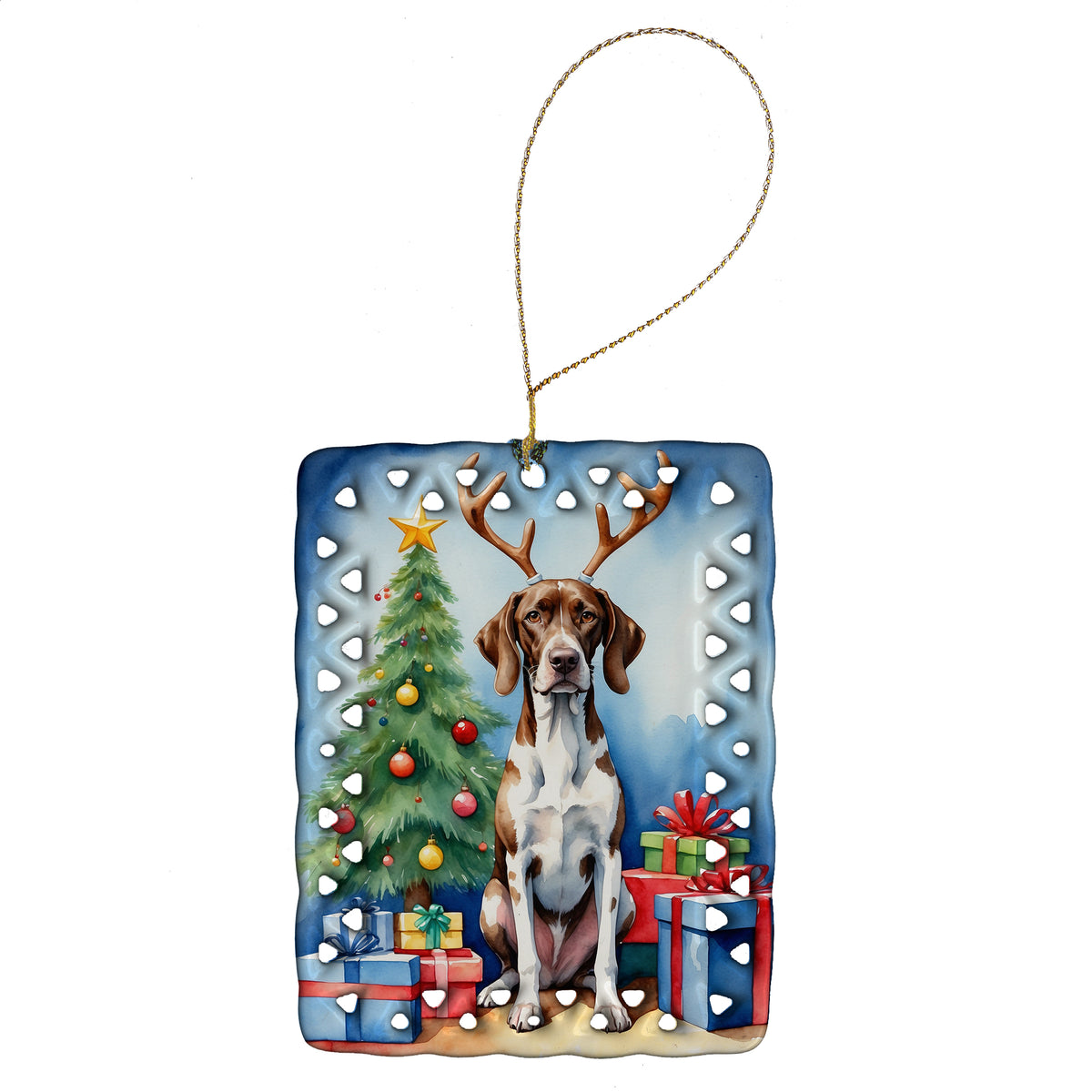 Buy this Pointer Christmas Reindeer Porcelain Ornament