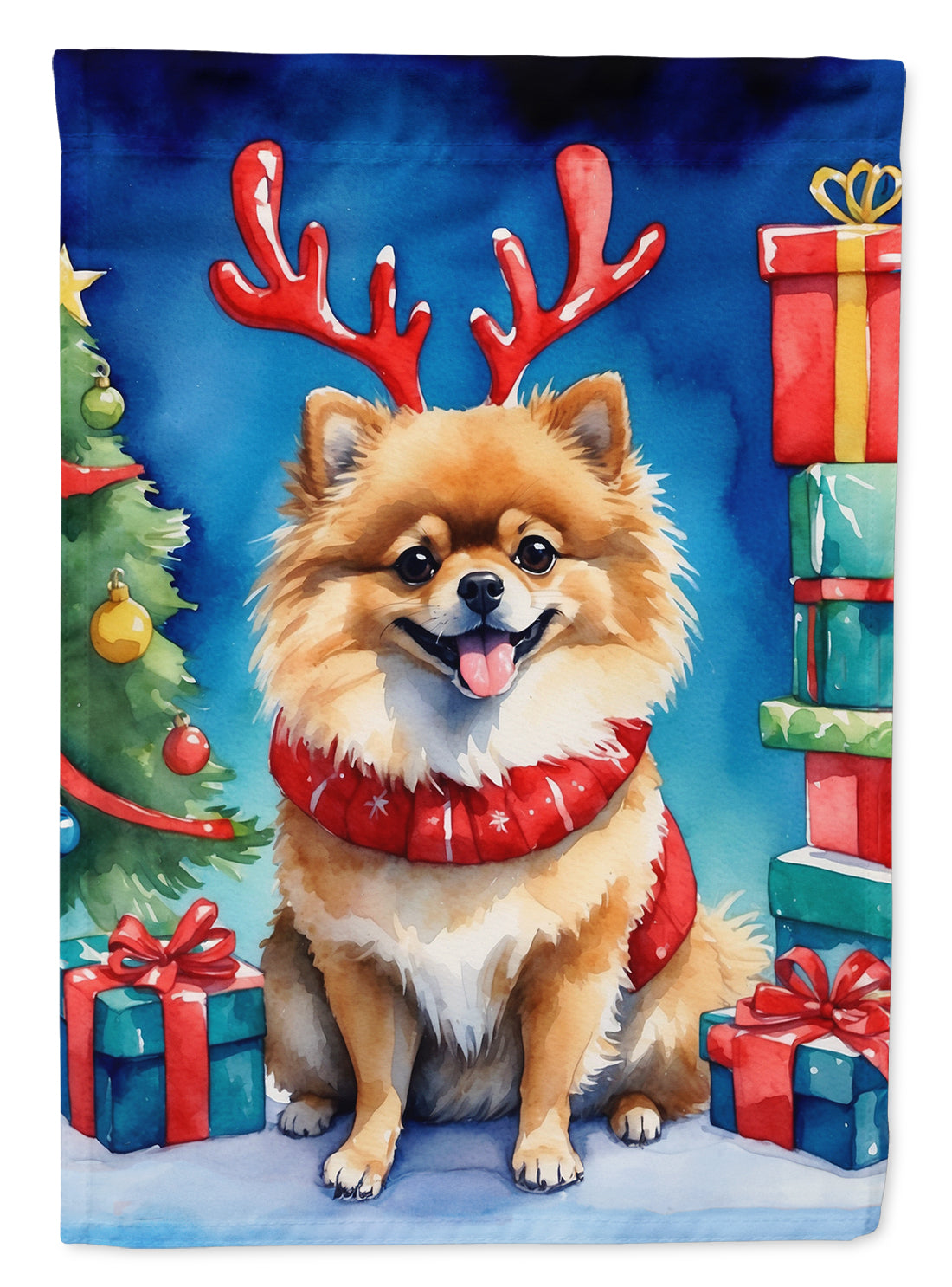 Buy this Pomeranian Christmas Reindeer House Flag