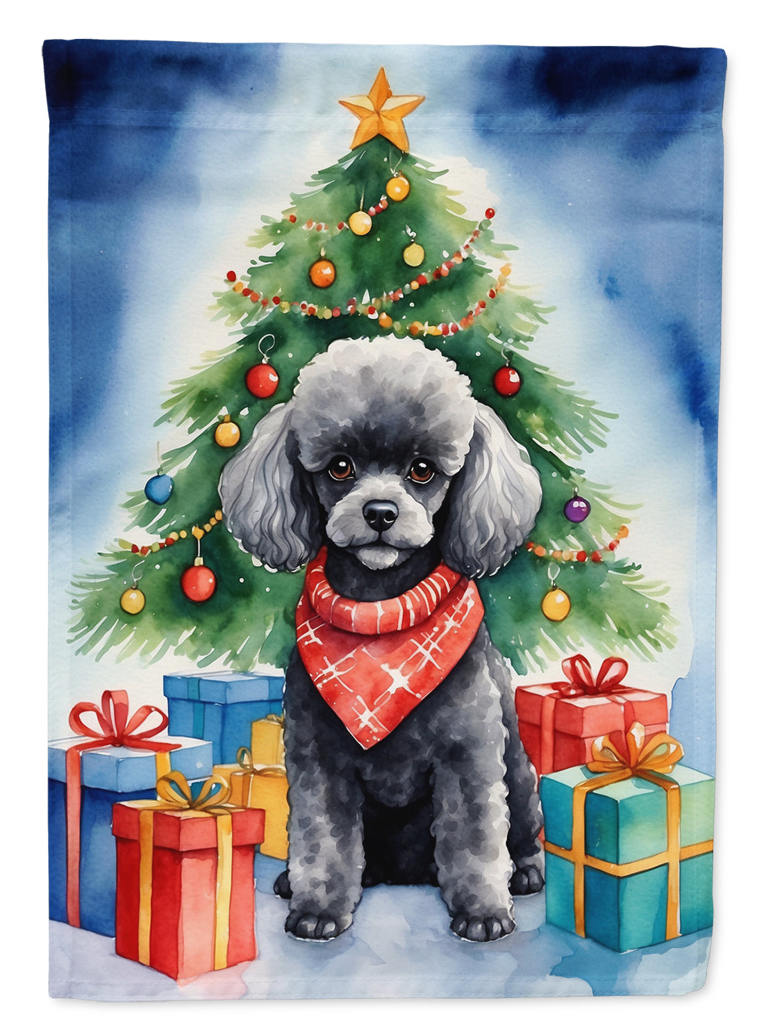 Buy this Black Toy Poodle Christmas Reindeer Garden Flag