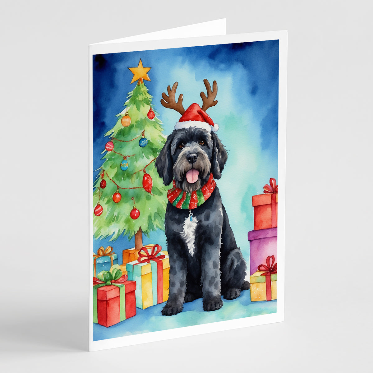 Buy this Portuguese Water Dog Christmas Reindeer Greeting Cards Pack of 8