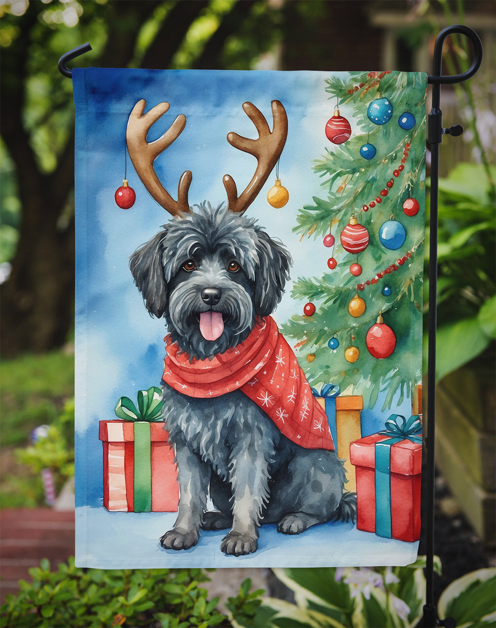 Puli Christmas Reindeer Garden Flag