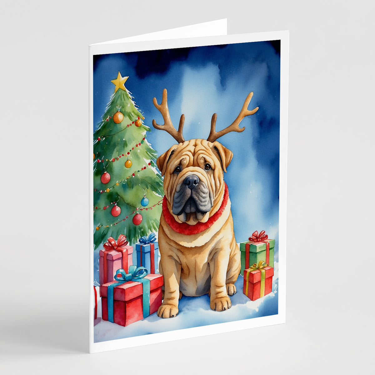 Buy this Shar Pei Christmas Reindeer Greeting Cards Pack of 8