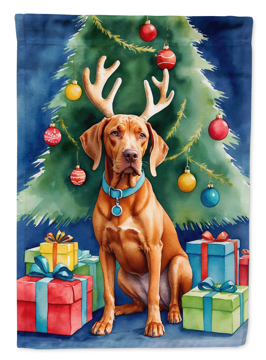 Buy this Vizsla Christmas Reindeer House Flag