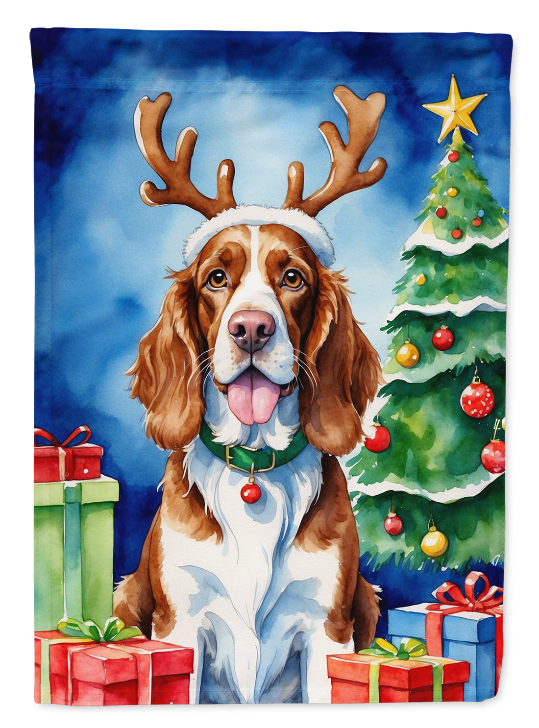 Buy this Welsh Springer Spaniel Christmas Reindeer Garden Flag