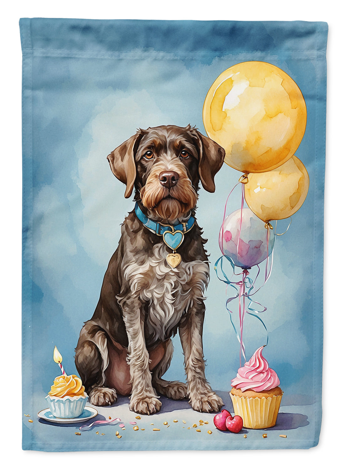 Buy this German Wirehaired Pointer Happy Birthday Garden Flag