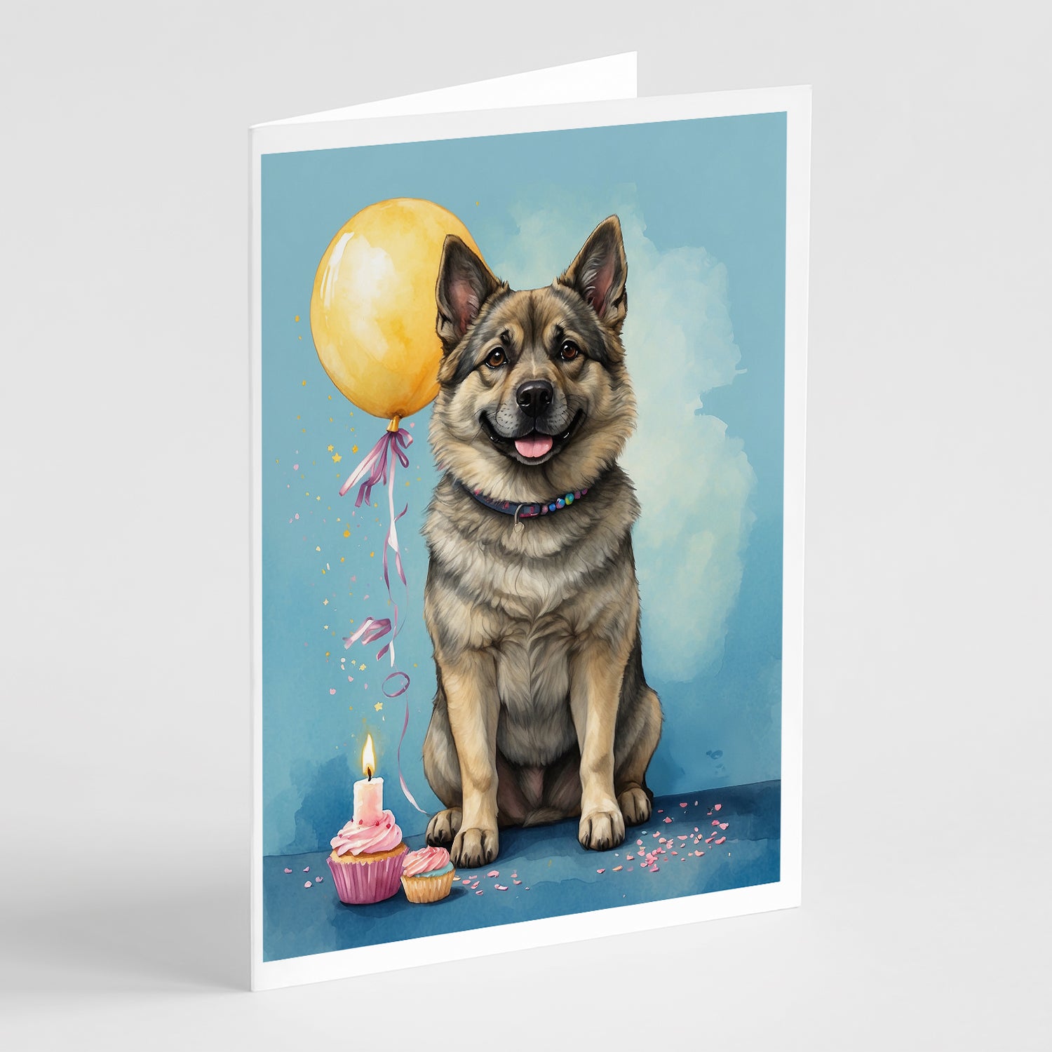 Buy this Norwegian Elkhound Happy Birthday Greeting Cards Pack of 8