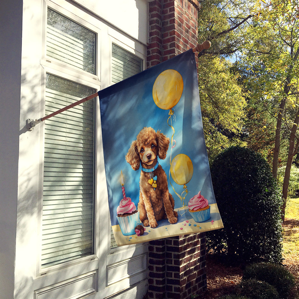 Buy this Chocolate Toy Poodle Happy Birthday House Flag