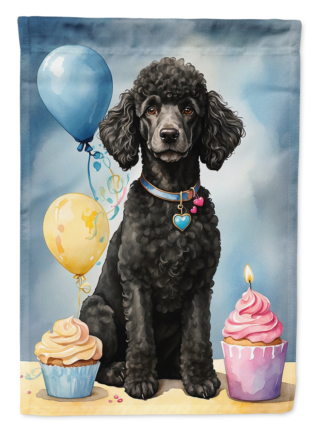 Buy this Black Standard Poodle Happy Birthday Garden Flag