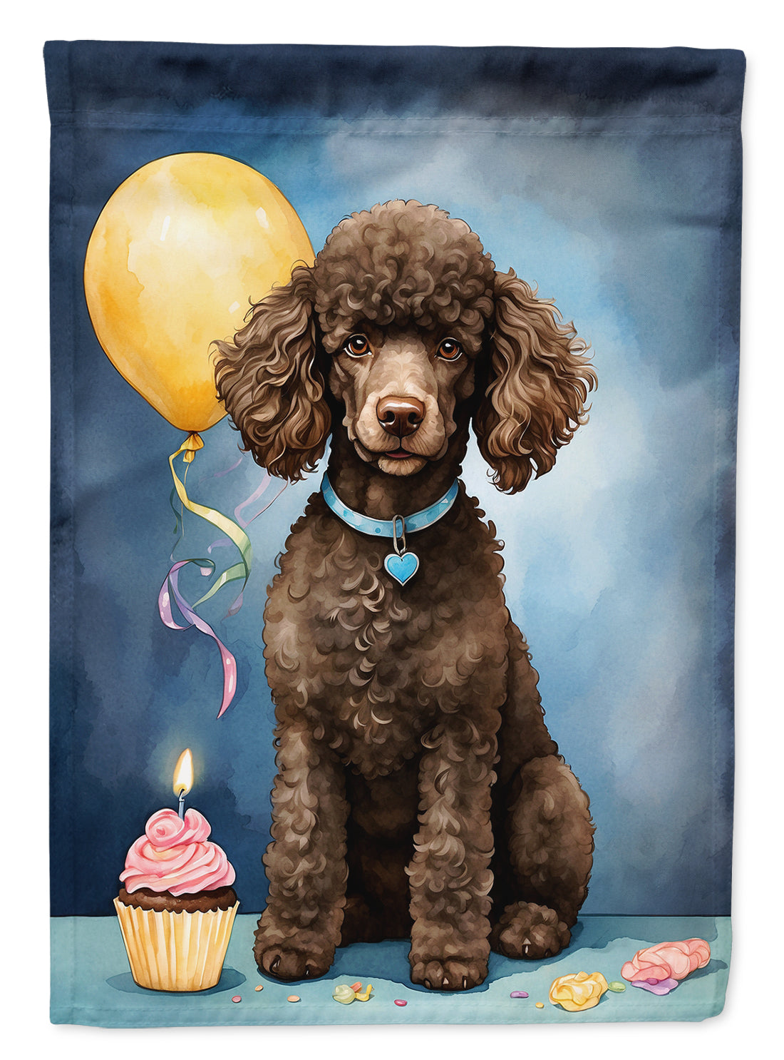 Buy this Chocolate Standard Poodle Happy Birthday Garden Flag