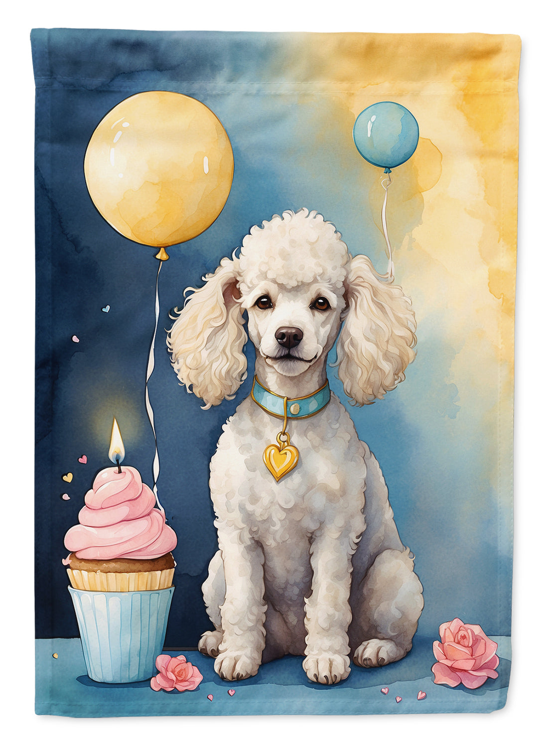 Buy this White Poodle Happy Birthday Garden Flag