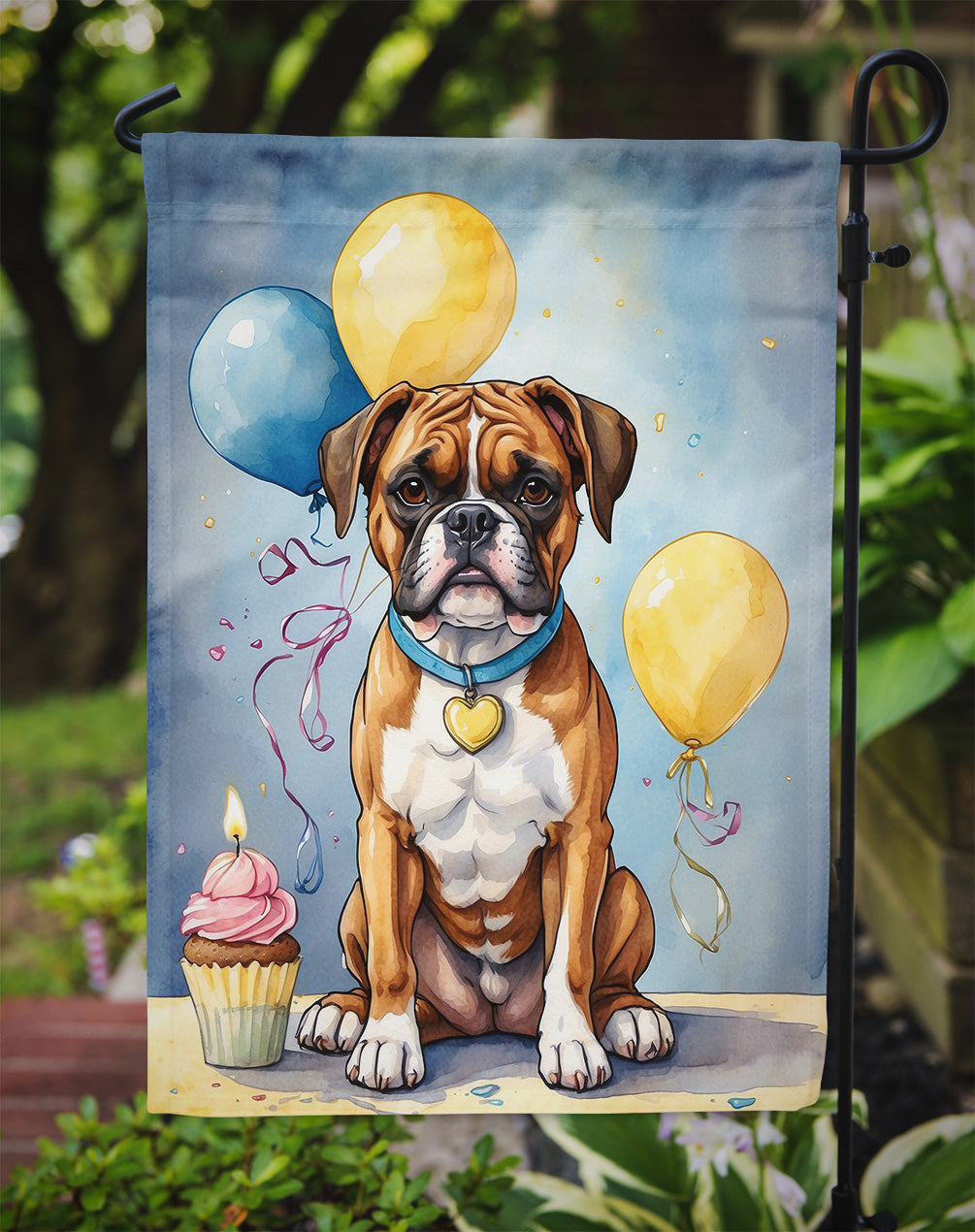 Boxer Happy Birthday Garden Flag