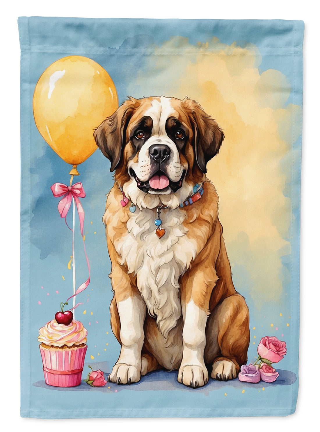 Buy this Saint Bernard Happy Birthday House Flag