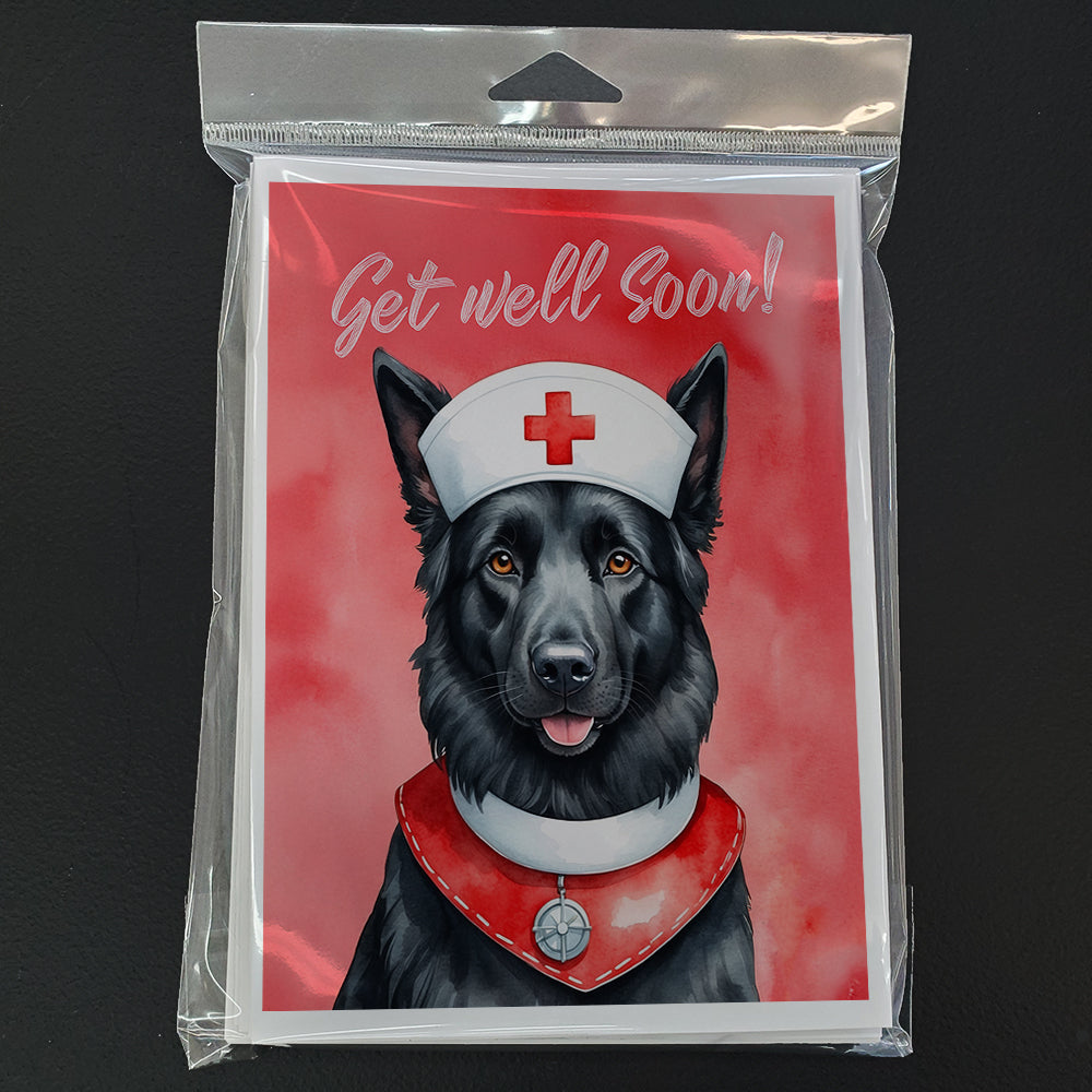 Belgian Sheepdog Get Well Soon Greeting Cards Pack of 8