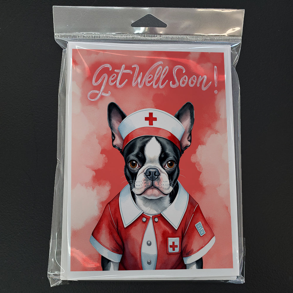 Boston Terrier Get Well Soon Greeting Cards Pack of 8