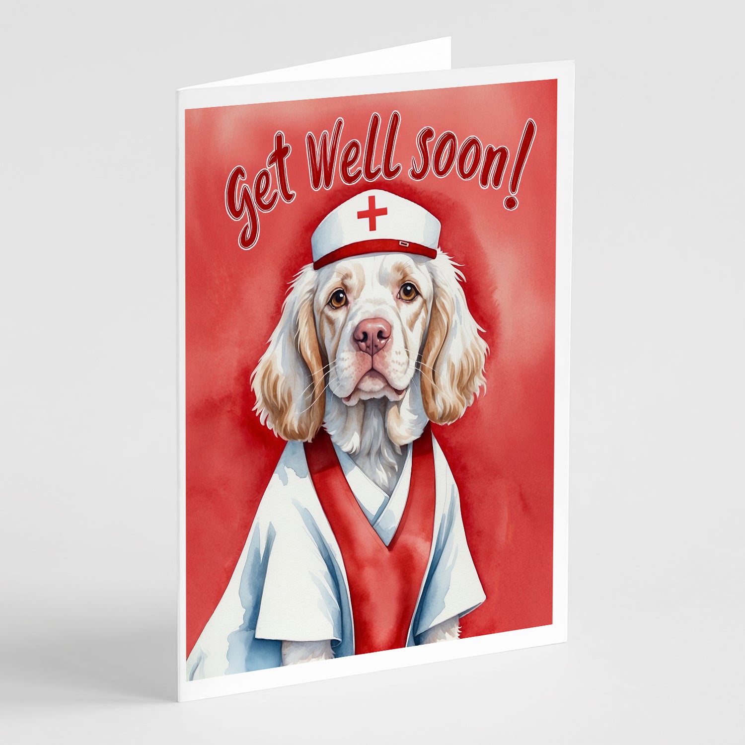 Buy this Clumber Spaniel Get Well Soon Greeting Cards Pack of 8