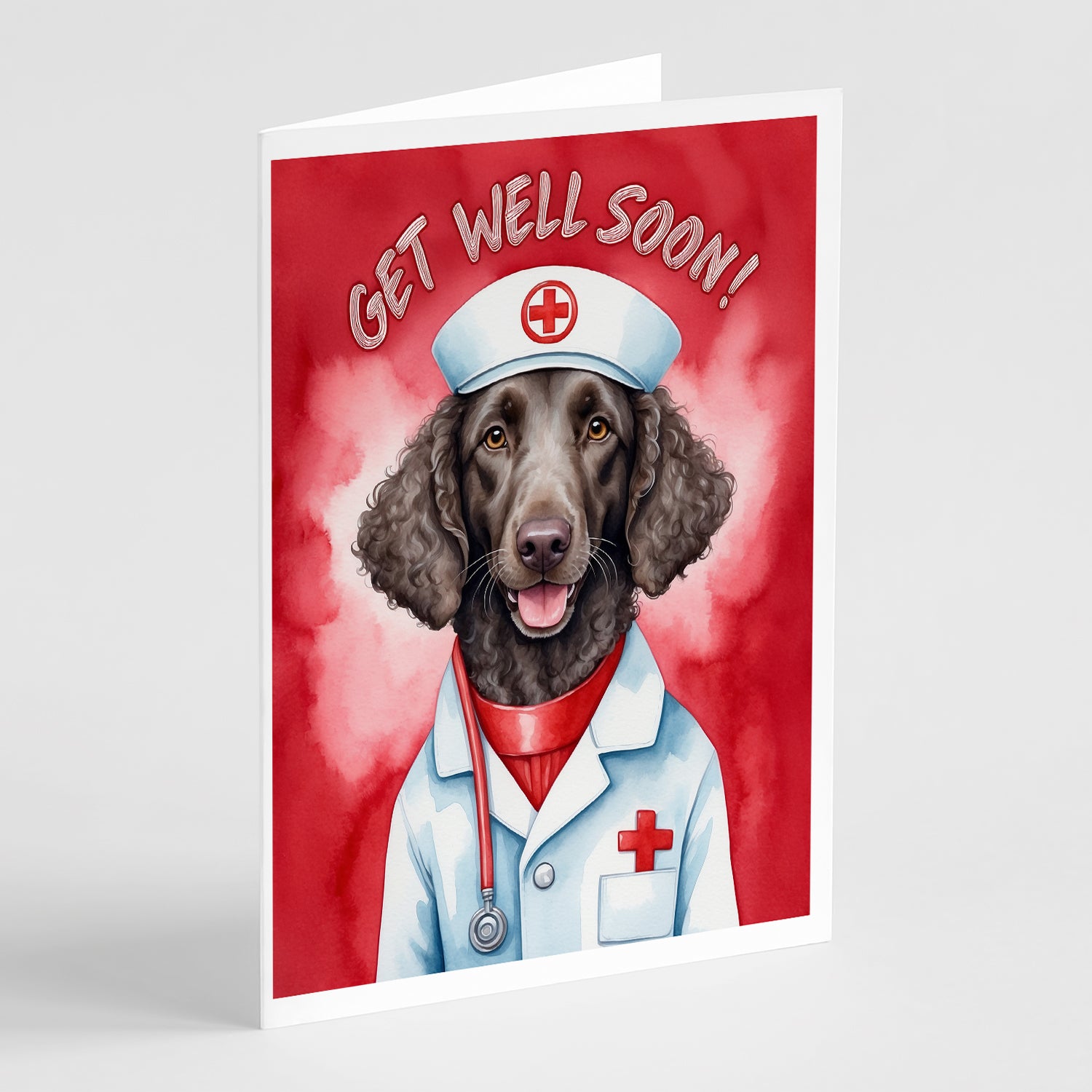 Buy this Curly Coated Retriever Get Well Soon Greeting Cards Pack of 8