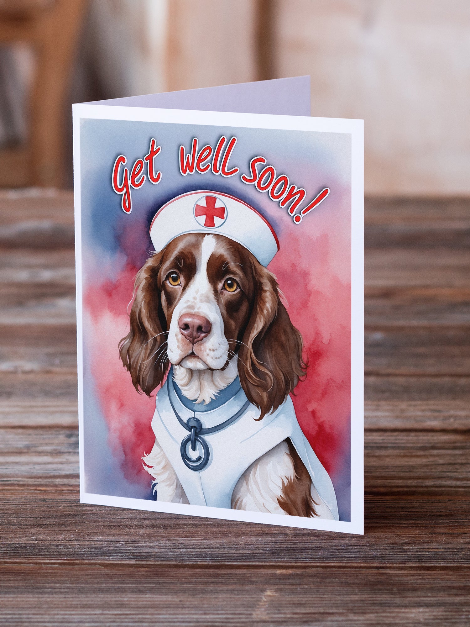 Buy this English Springer Spaniel Get Well Soon Greeting Cards Pack of 8