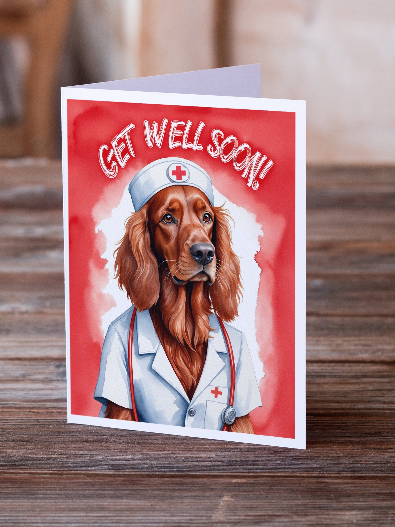 Buy this Irish Setter Get Well Soon Greeting Cards Pack of 8