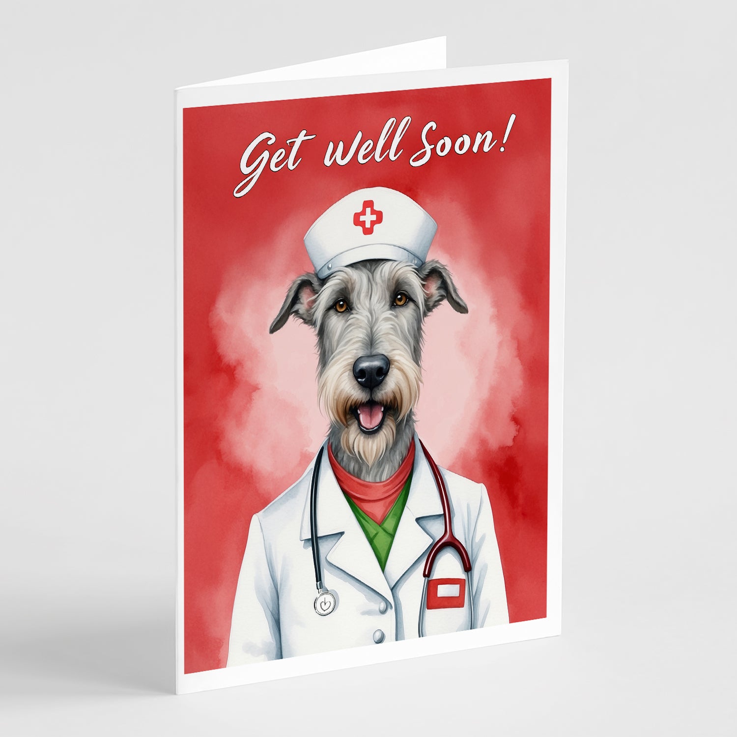 Buy this Irish Wolfhound Get Well Soon Greeting Cards Pack of 8