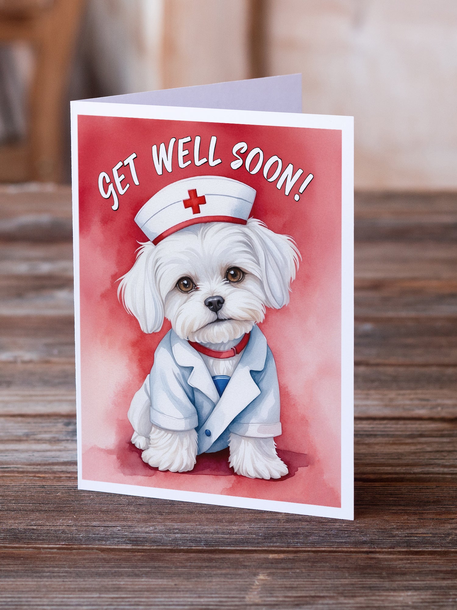 Buy this Maltese Get Well Soon Greeting Cards Pack of 8