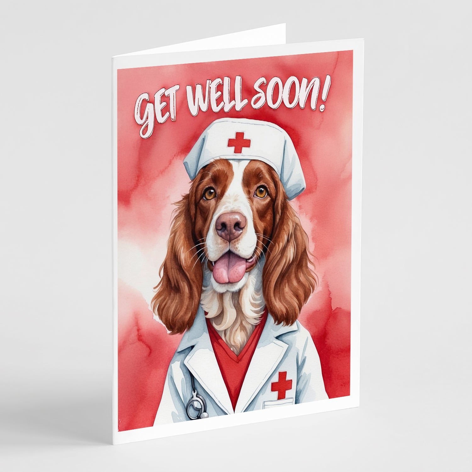 Buy this Welsh Springer Spaniel Get Well Soon Greeting Cards Pack of 8