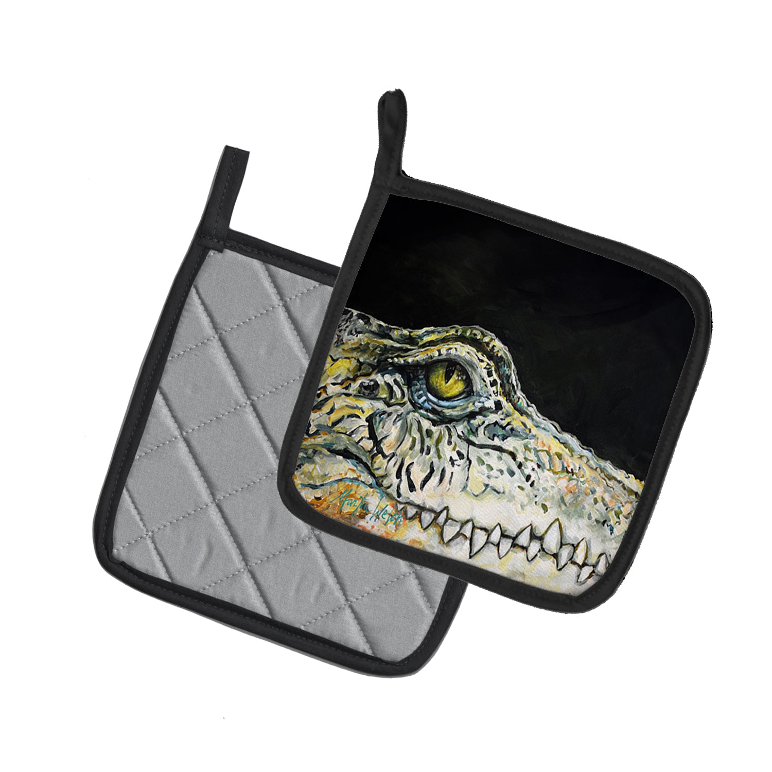 Bite Me Alligator Pair of Pot Holders