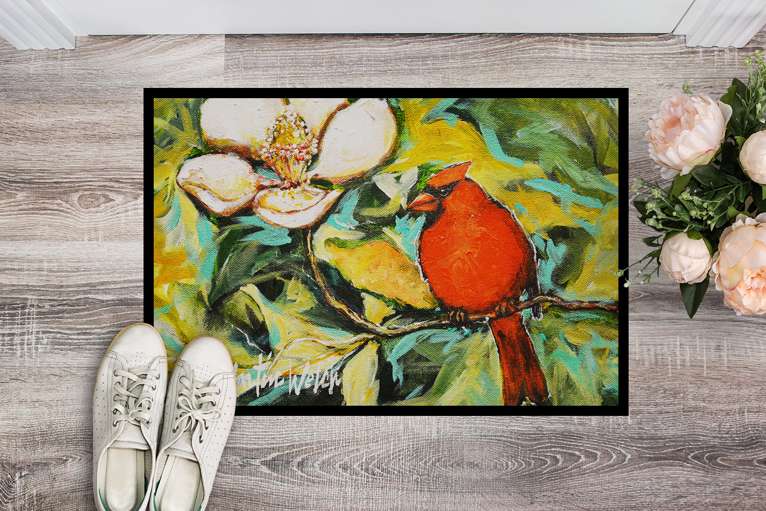 Buy this Cardinal with Magnolia Doormat