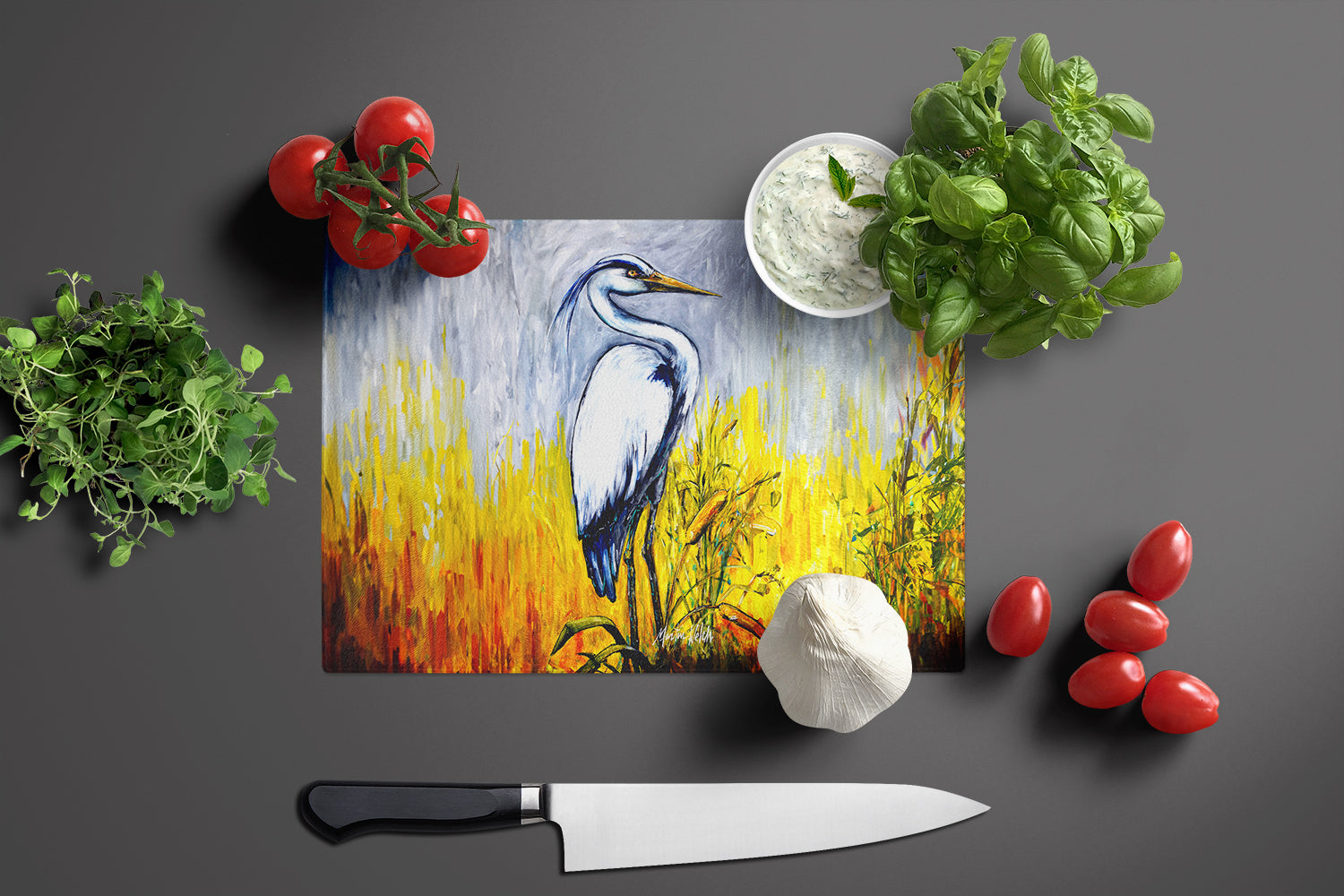 Cattin Around Heron Glass Cutting Board