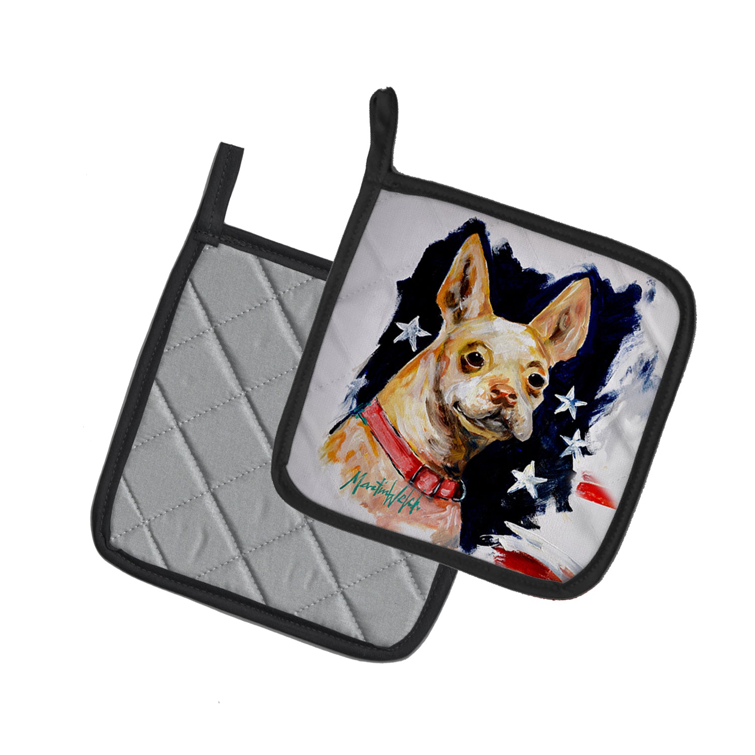 Chevy Boston Terrier Pair of Pot Holders