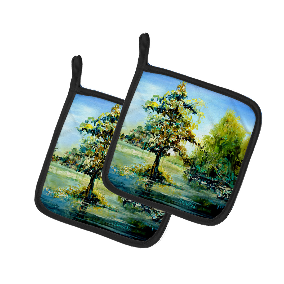 Buy this Cypress Tree in the Bayou Blue Pair of Pot Holders