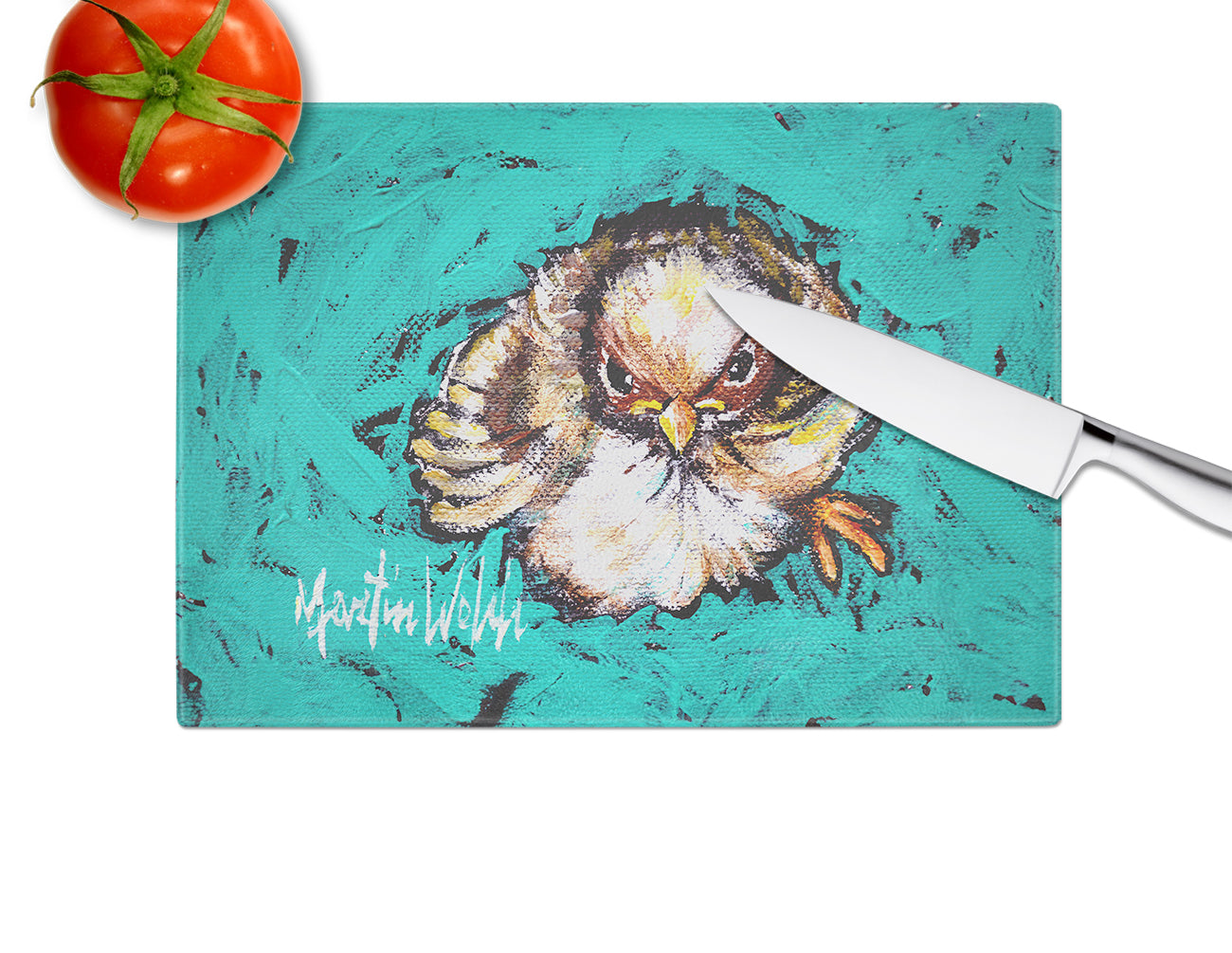 Fiest Chic Bird Glass Cutting Board