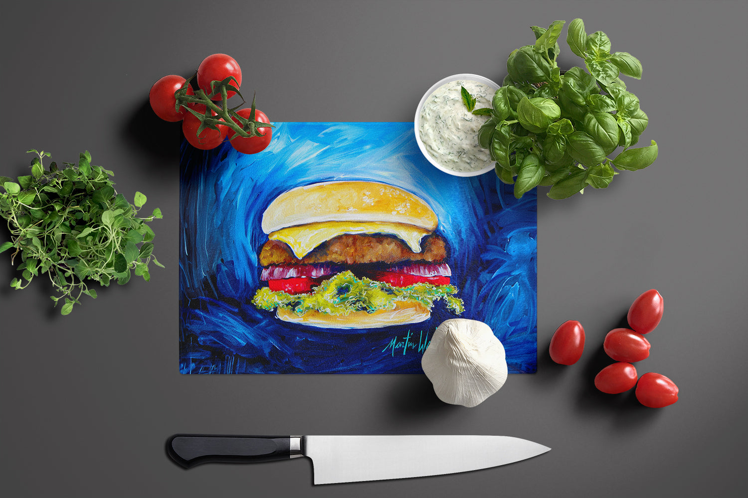 I Want Mine Dressed Hamburger Glass Cutting Board