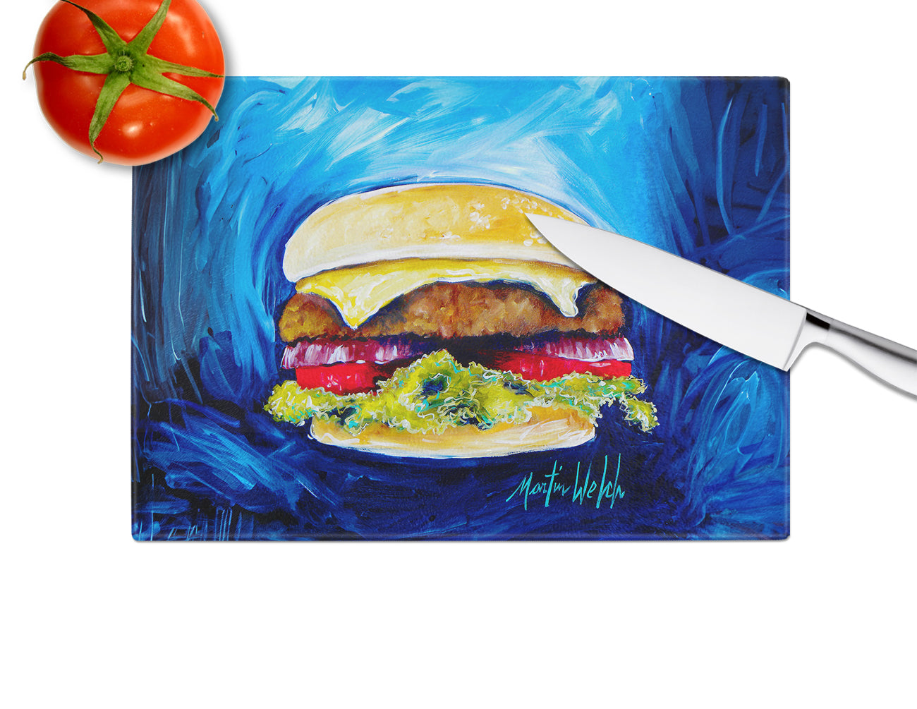 I Want Mine Dressed Hamburger Glass Cutting Board