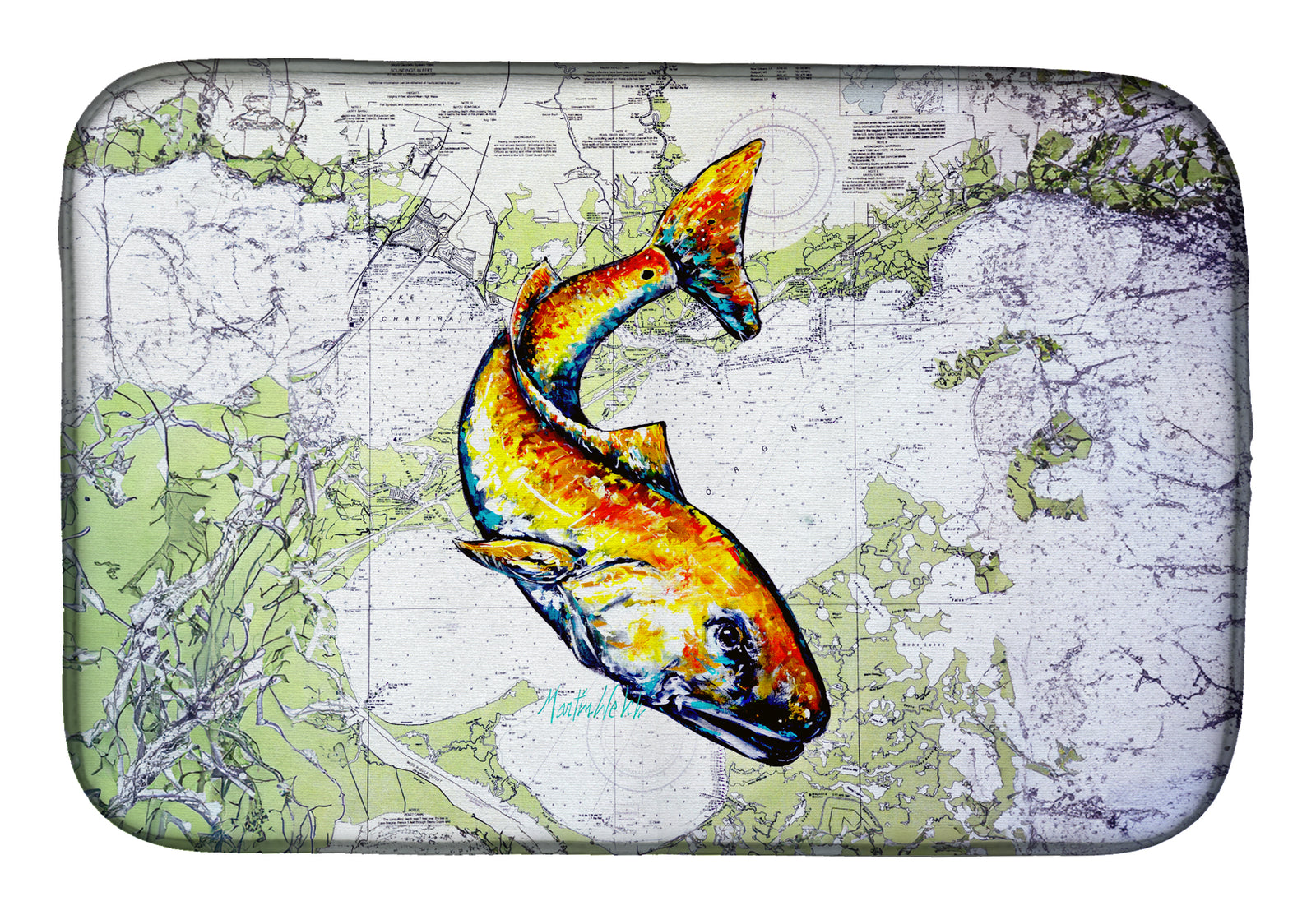 Buy this Red Fish On Map Dish Drying Mat