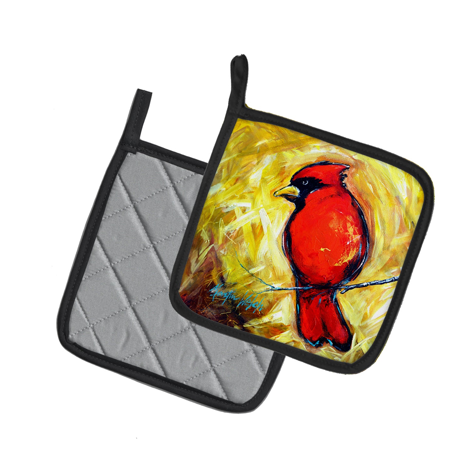 Sha Red Baba Bird Pair of Pot Holders