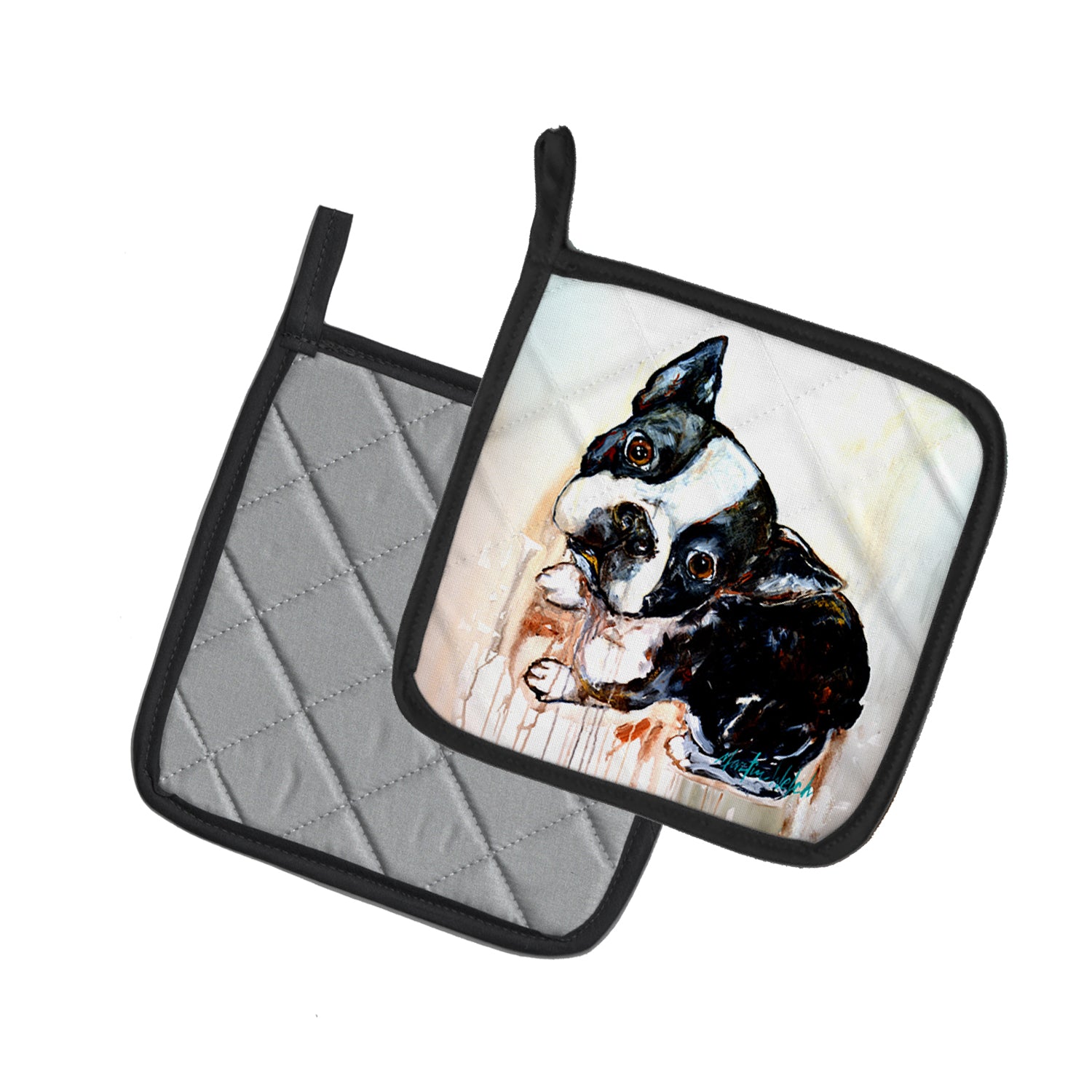 Buy this Boston Terrier The Look Pair of Pot Holders