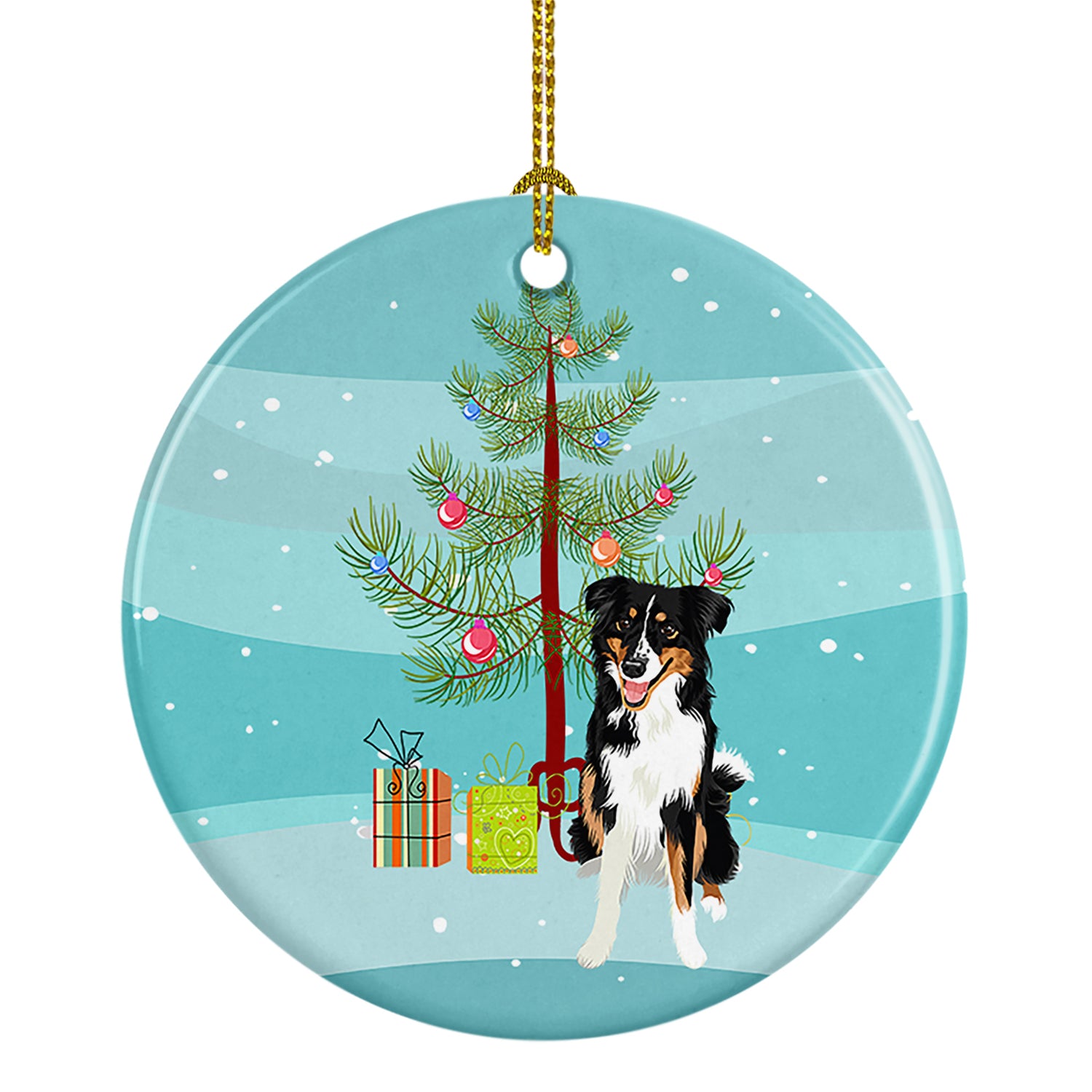 Buy this Australian Shepherd Black Tricolor #3 Christmas Ceramic Ornament