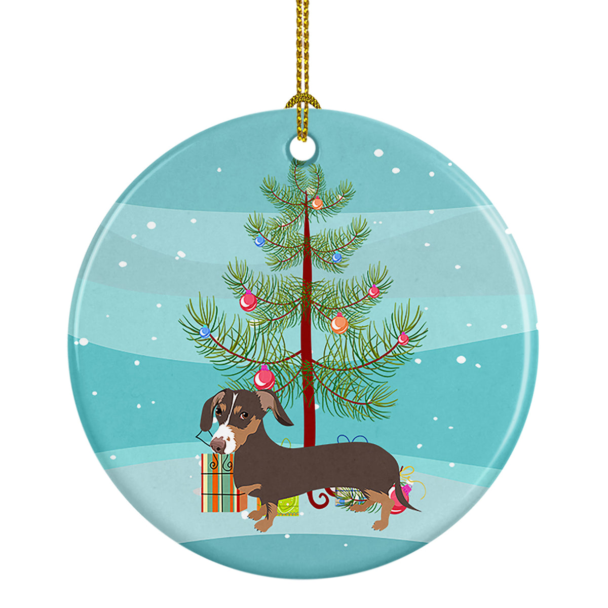 Buy this Dachshund Chocolate and Tan Christmas Ceramic Ornament