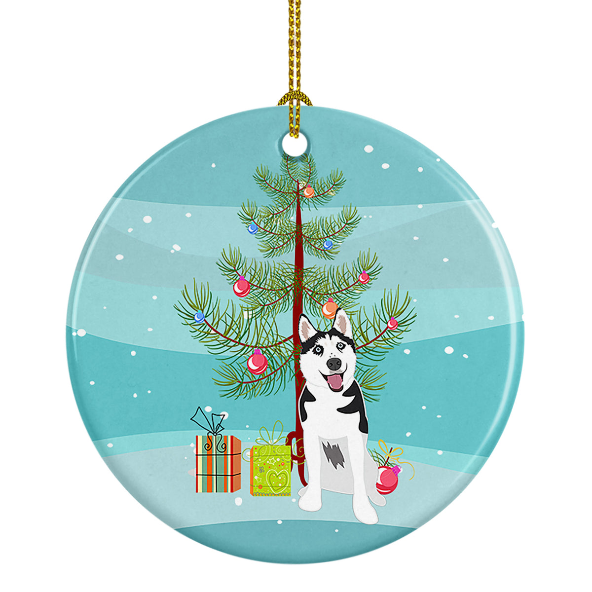 Buy this Siberian Husky Black and White #2 Christmas Ceramic Ornament