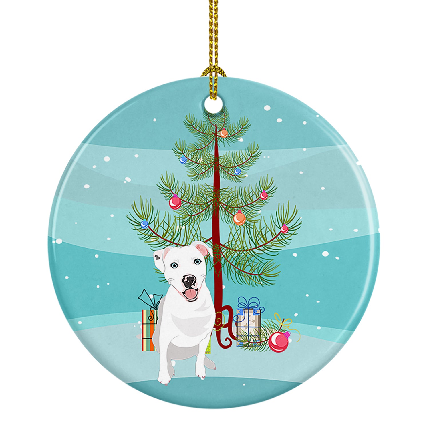 Buy this Pit Bull White #1 Christmas Ceramic Ornament