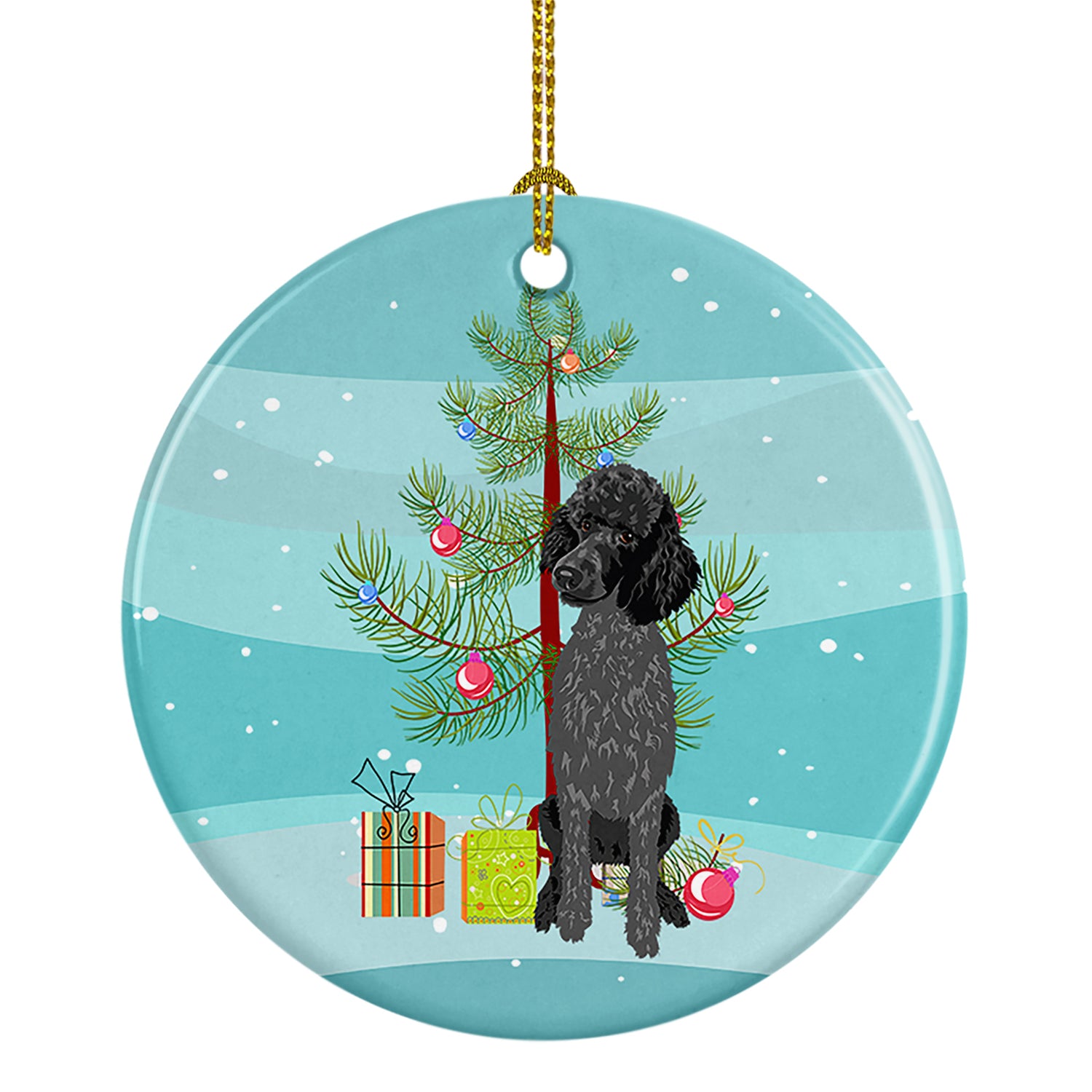 Buy this Poodle Standard Black Christmas Ceramic Ornament