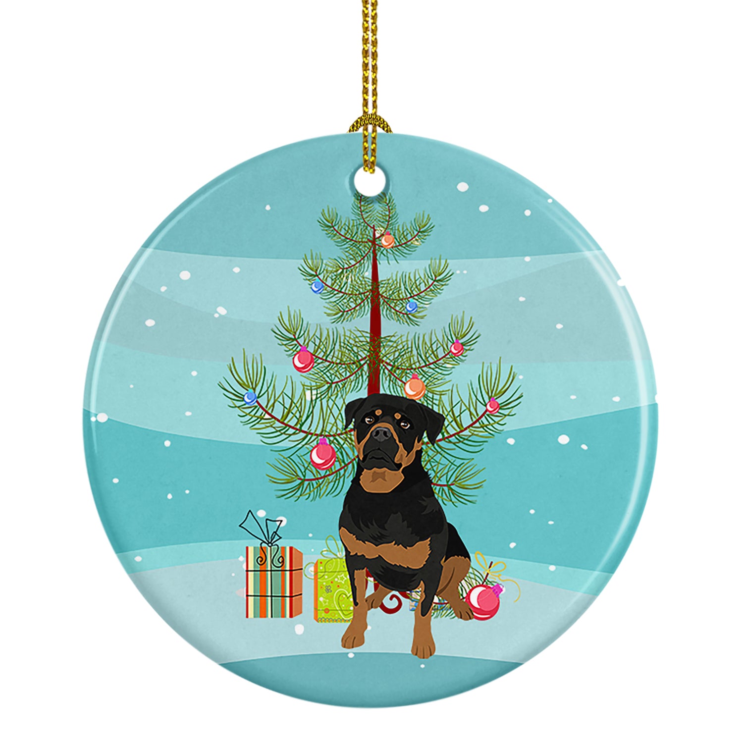 Buy this Rottweiler Black and Mahogany Christmas Ceramic Ornament