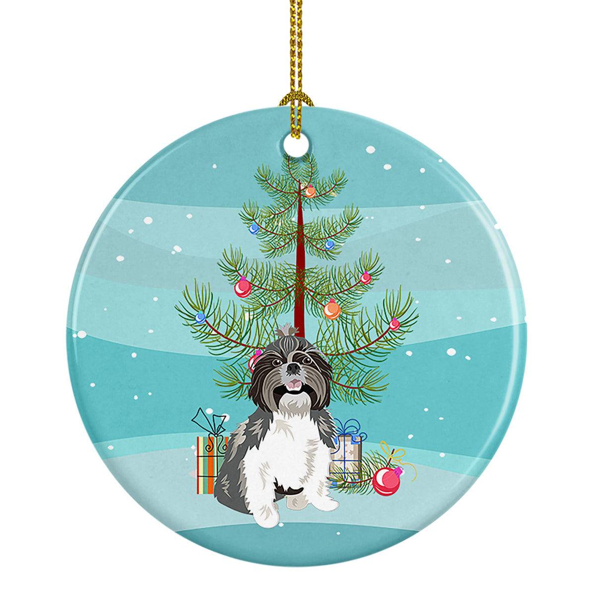 Buy this Shih-Tzu Silver and White #2 Christmas Ceramic Ornament