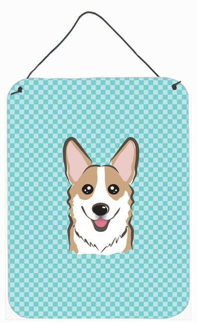 Checkerboard Blue Corgi Wall or Door Hanging Prints BB1191DS1216 by Caroline's Treasures