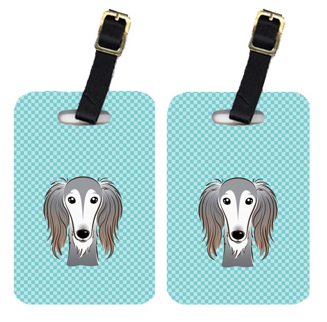 Pair of Checkerboard Blue Saluki Luggage Tags BB1167BT by Caroline&#39;s Treasures