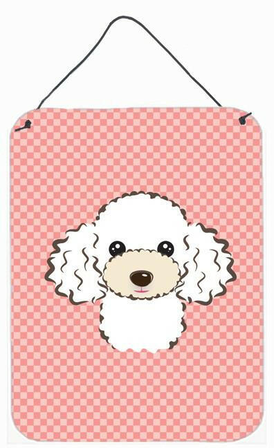 Checkerboard Pink White Poodle Wall or Door Hanging Prints BB1257DS1216 by Caroline&#39;s Treasures