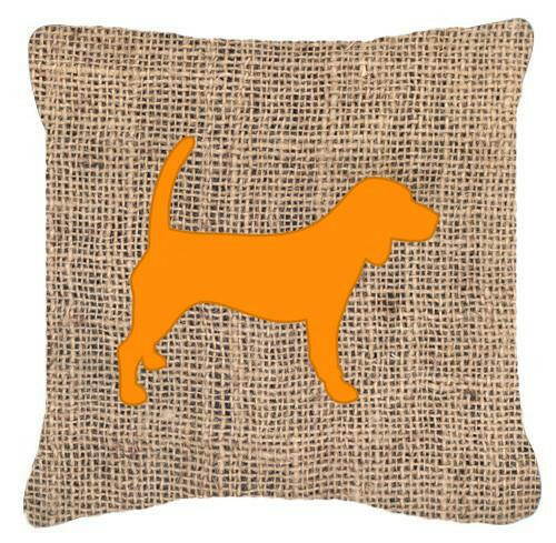 Beagle Burlap and Orange   Canvas Fabric Decorative Pillow BB1087 - the-store.com