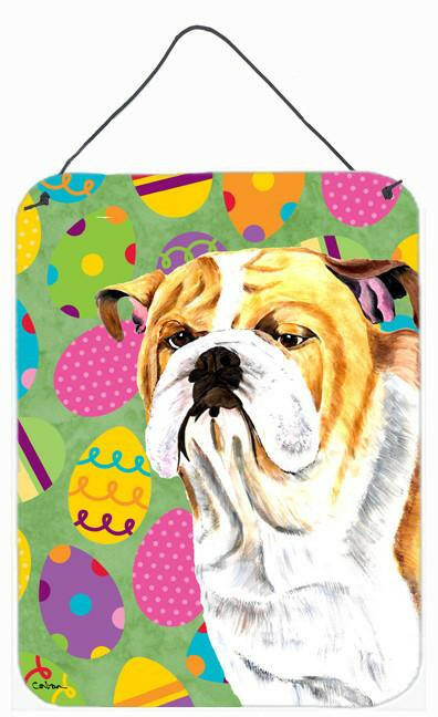 Bulldog English Easter Eggtravaganza Wall or Door Hanging Prints by Caroline's Treasures