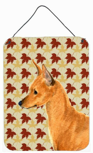 Min Pin Fall Leaves Portrait Aluminium Metal Wall or Door Hanging Prints by Caroline's Treasures