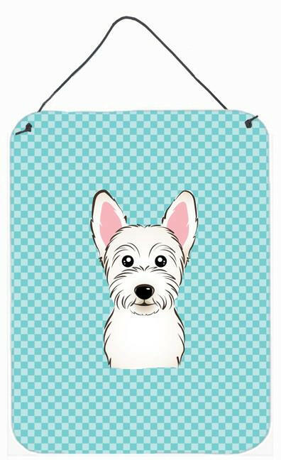 Checkerboard Blue Westie Wall or Door Hanging Prints BB1164DS1216 by Caroline&#39;s Treasures